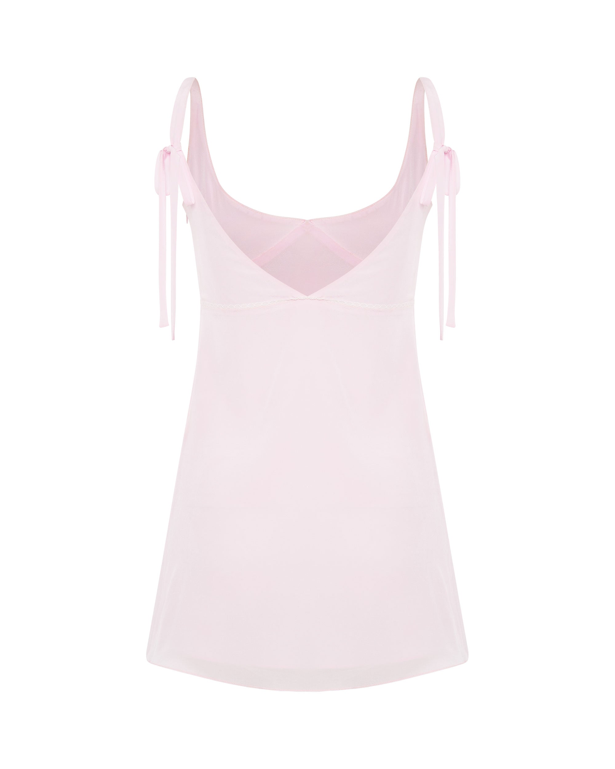 dress pink lace mini bow tie strap summer model baby pink fashion redrew