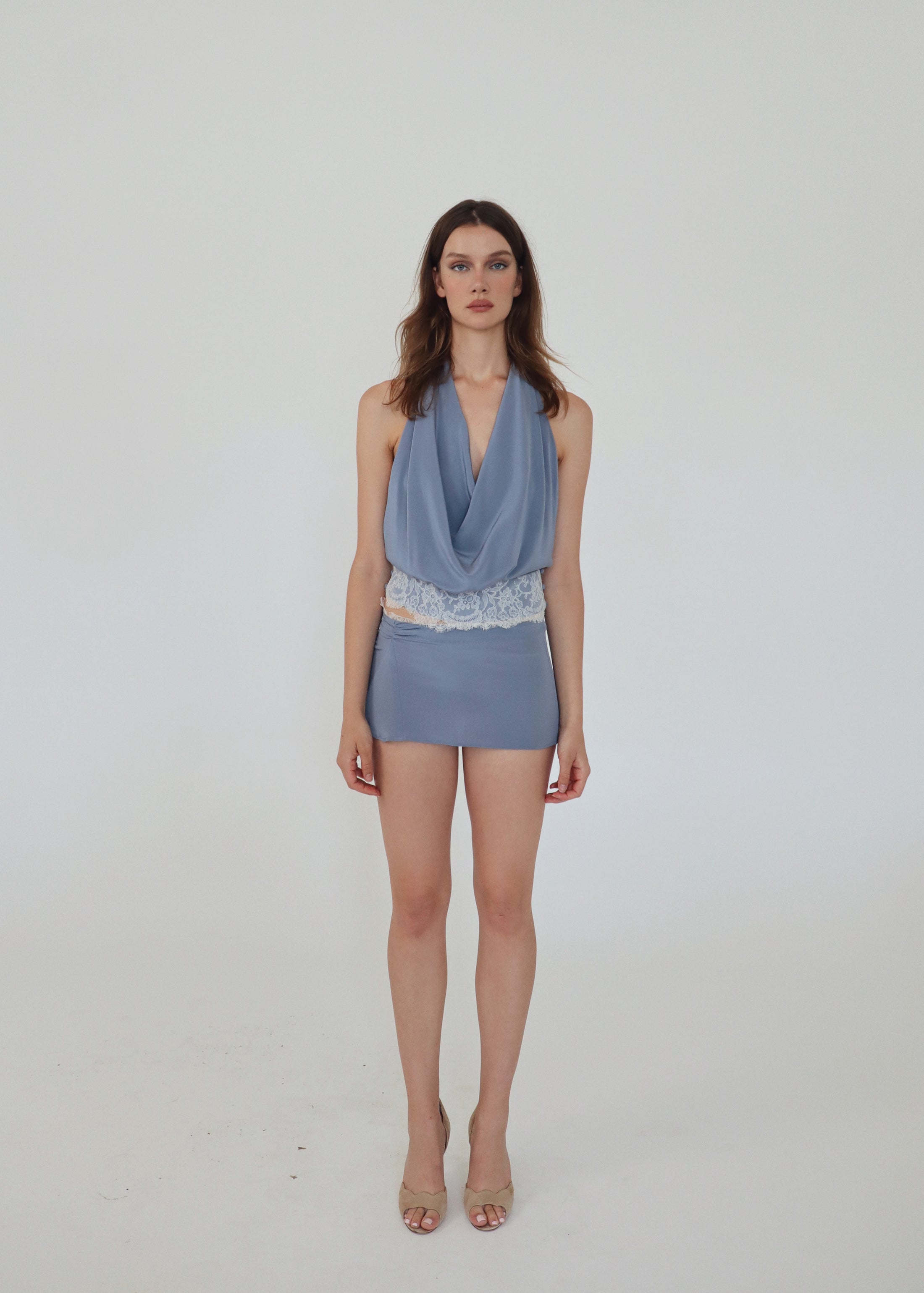 Poppy Crushed Column Skirt